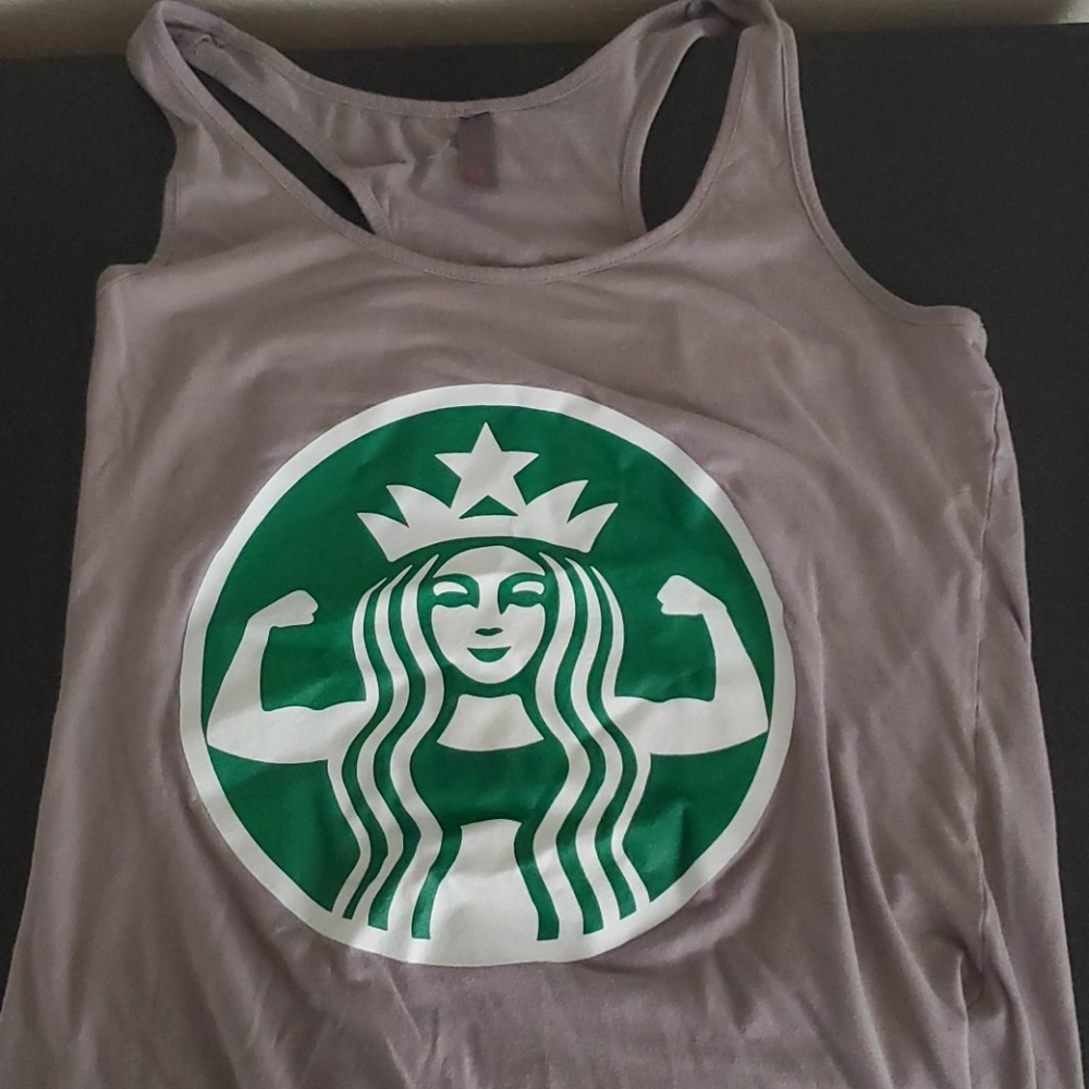 Gray Starbucks muscle tank